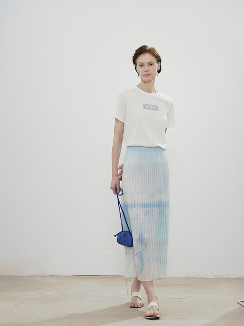 Load image 1 in gallery view. Straight-Cut Pleated Maxi Skirt